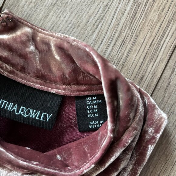 Cynthia Rowley Sleeveless Mini Dress Pink Crushed Velvet A-Line Party Dress 90s - Picture 4 of 11